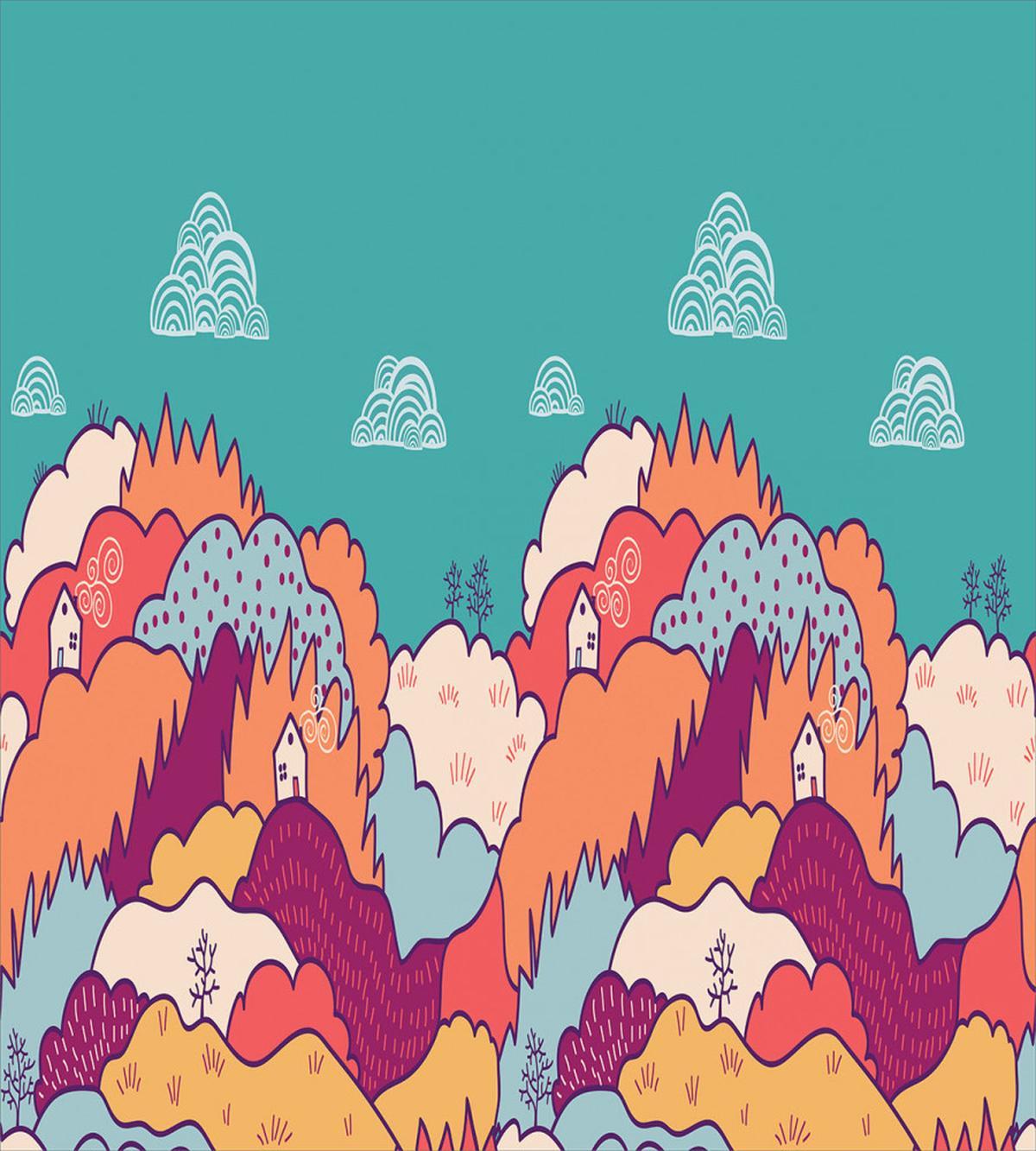 Fall Landscape Swirling Clouds — Pattern