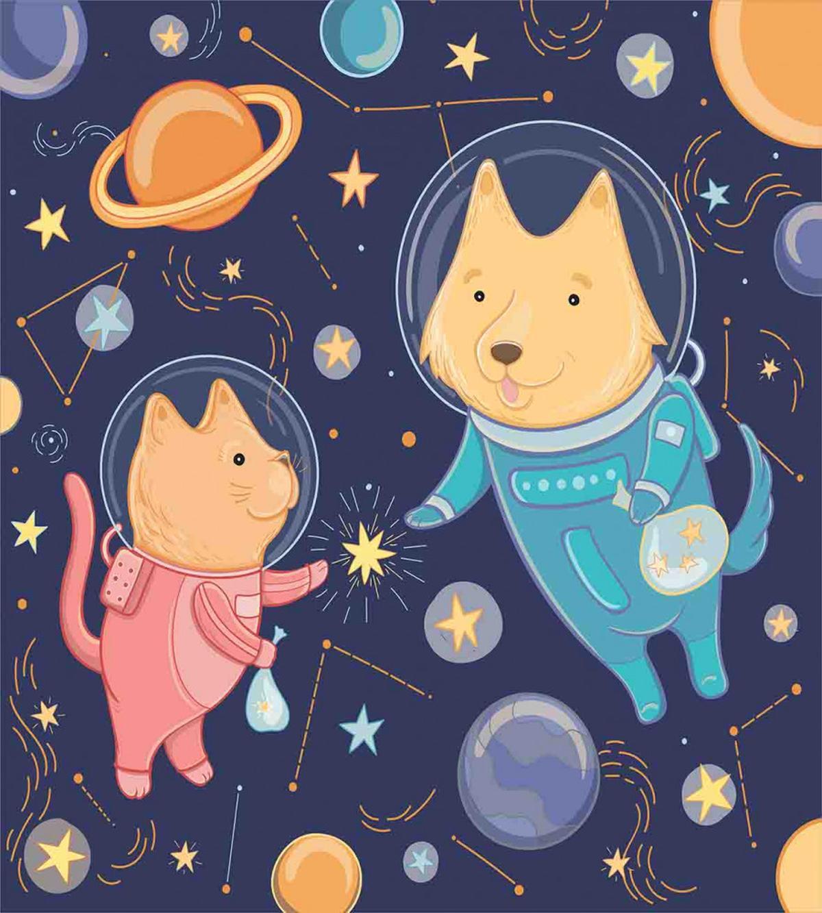 Cartoon Dog Astronaut — Pattern