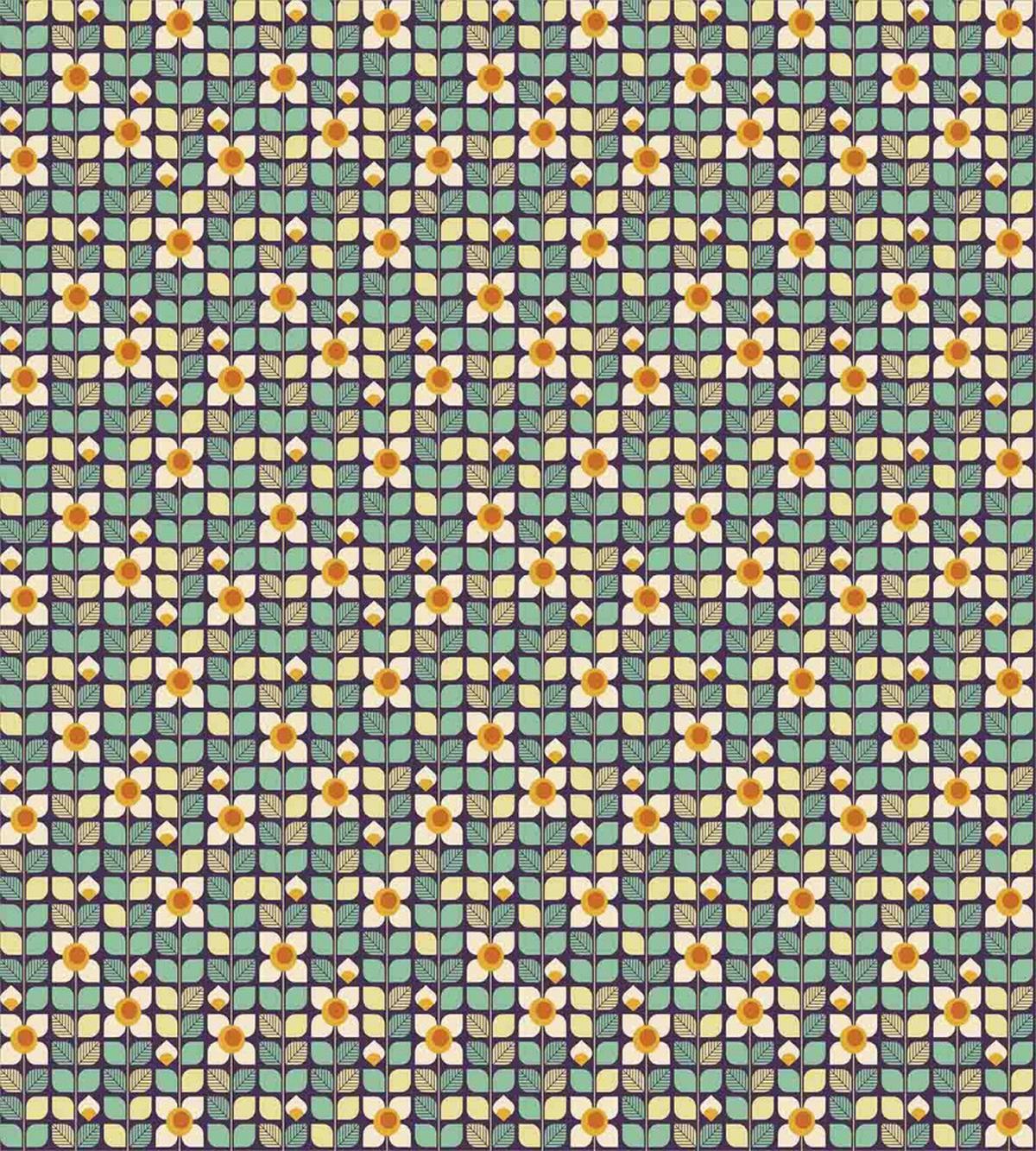 Grid Petals Leaves Stems — Pattern