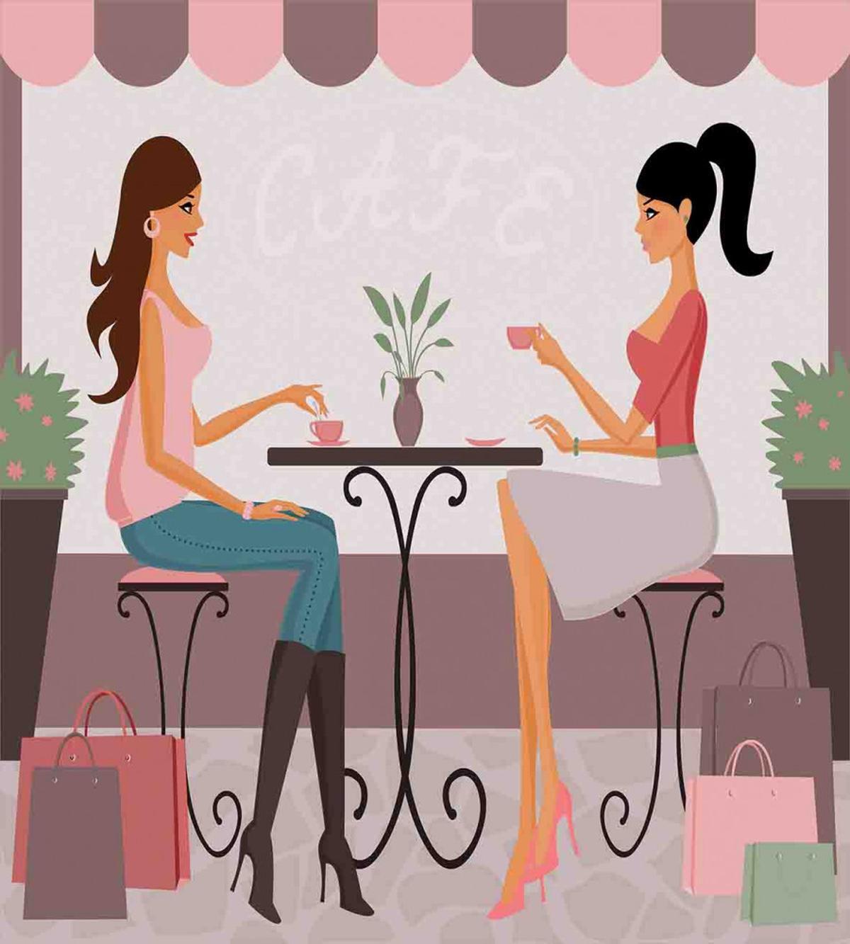 Women Having Coffee — Pattern