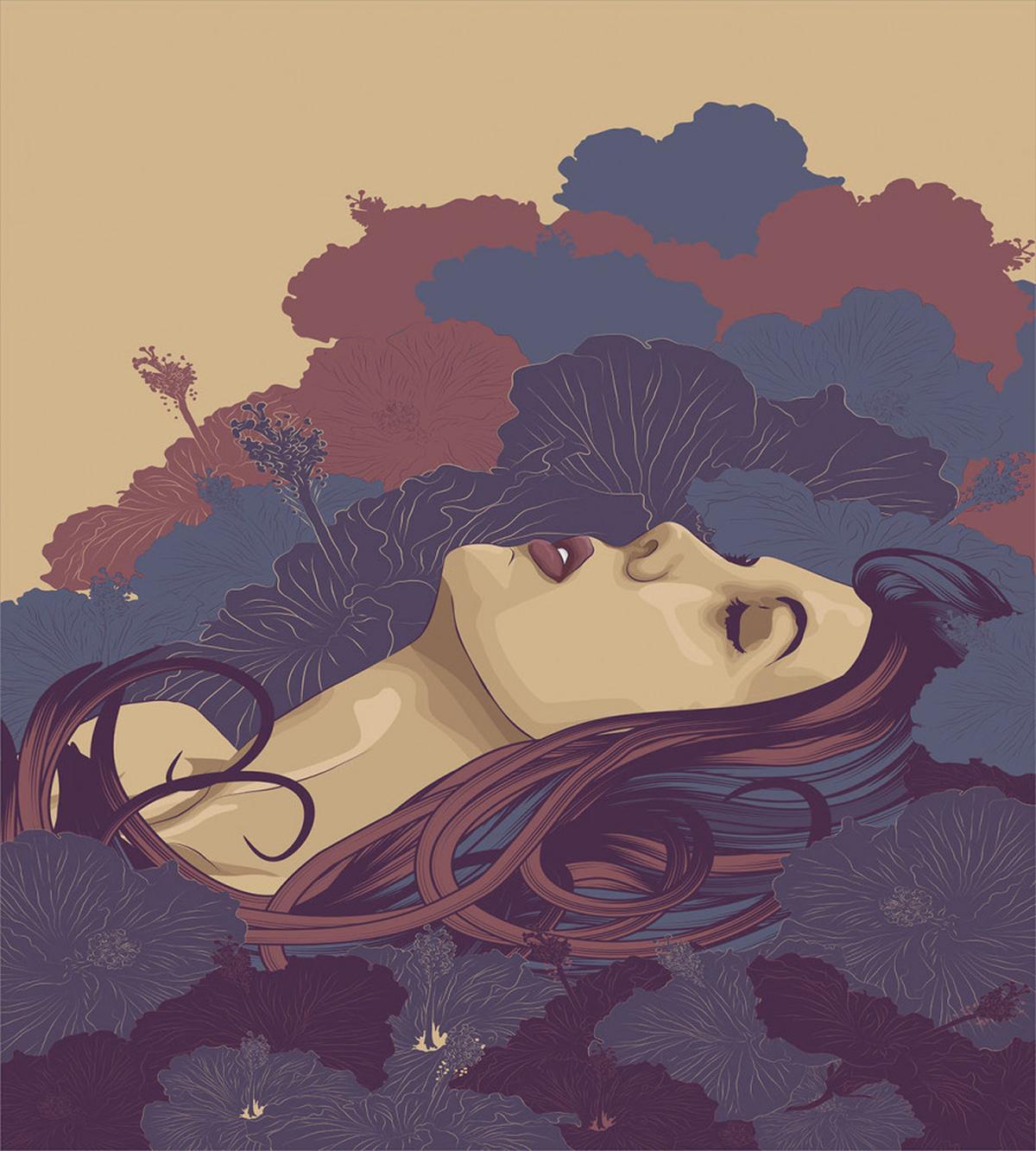 Abstract Floral Art Woman — Pattern