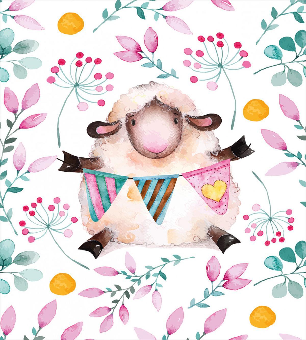 Watercolor Cartoon Sheep — Pattern