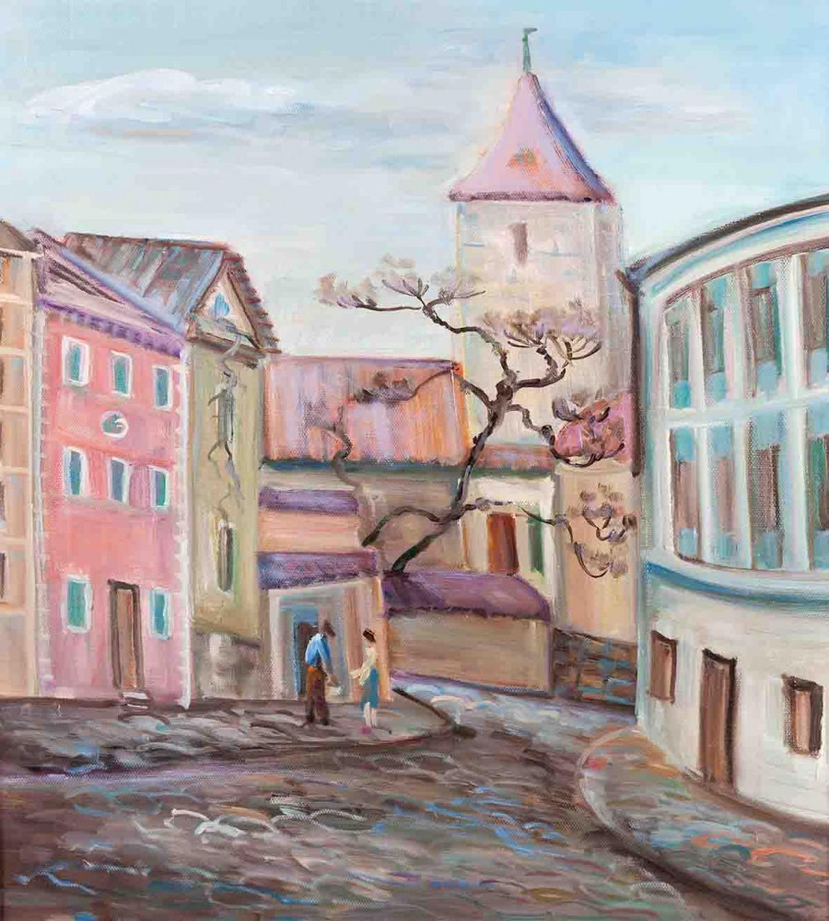 Watercolor Effect Town — Pattern