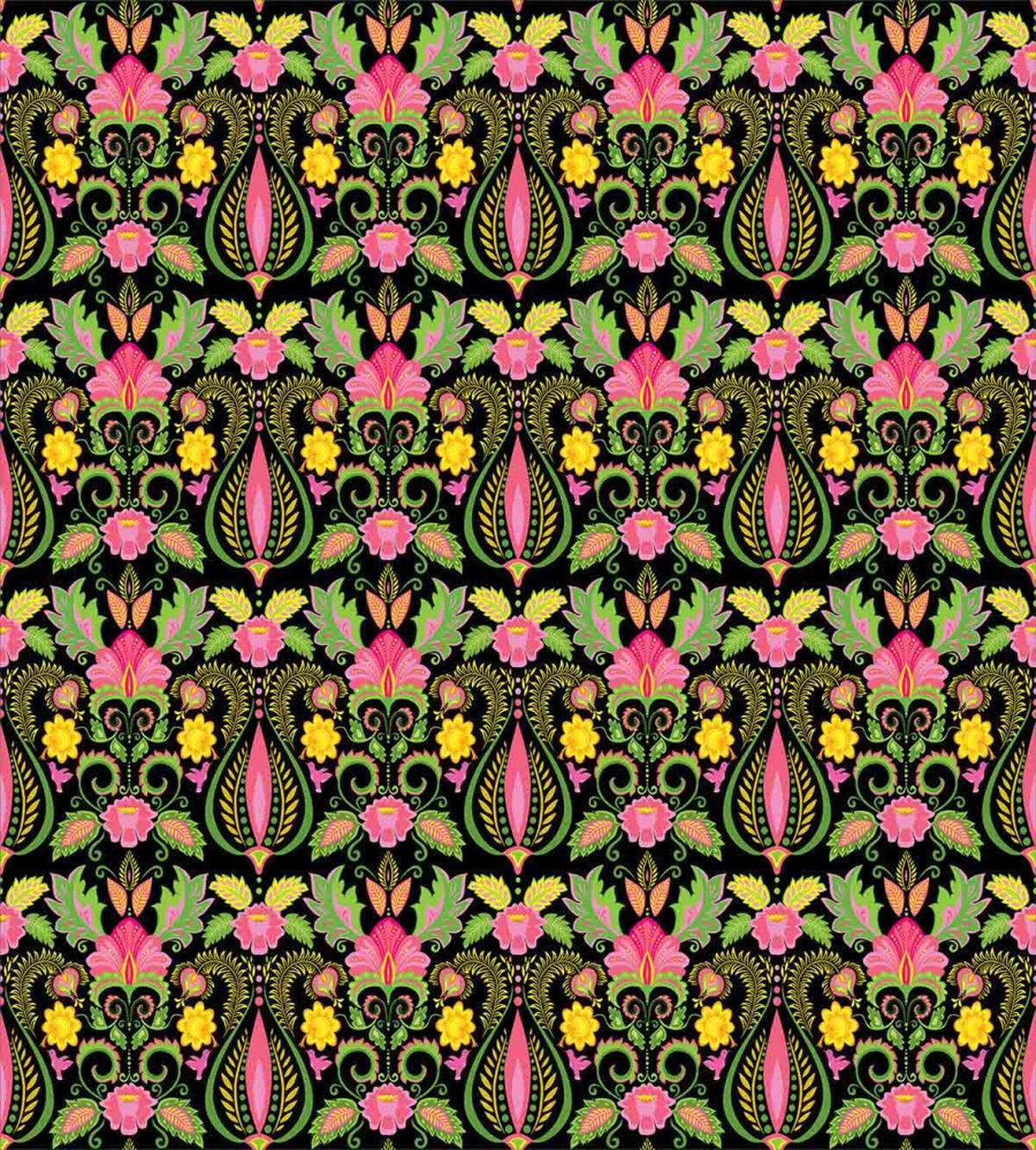 Exotic Flowers Feathers — Pattern