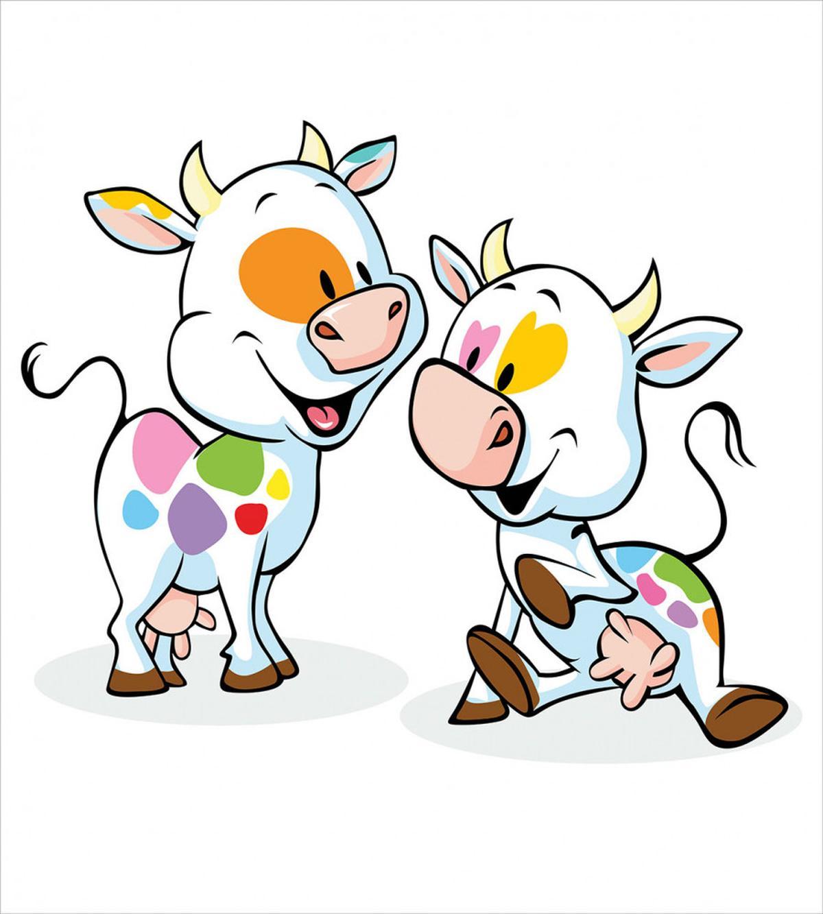 Cartoon Baby Cows Farmland — Pattern