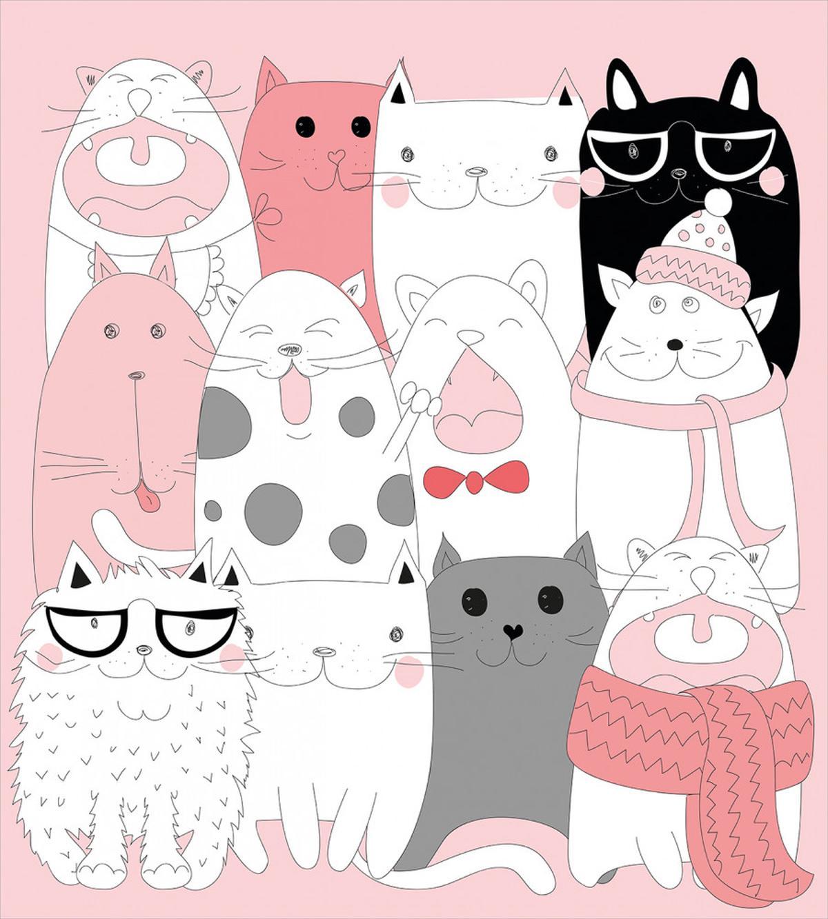 Funny Kittens Humor Doodle — Pattern