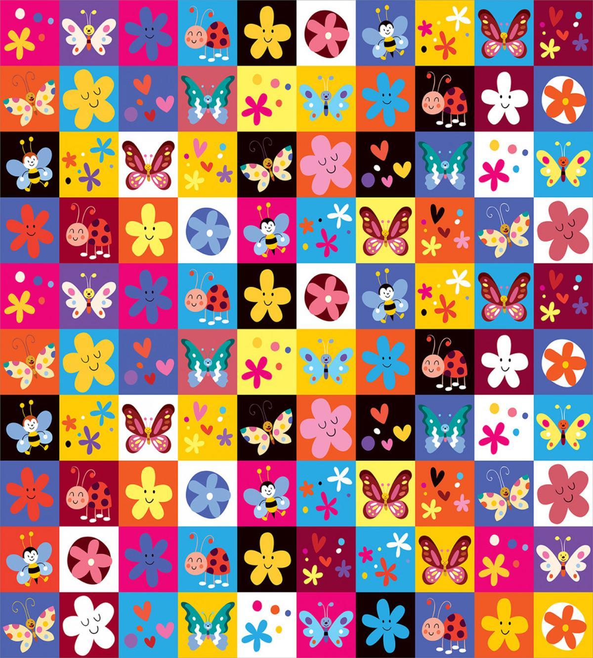 Beetles Flowers Bees — Pattern