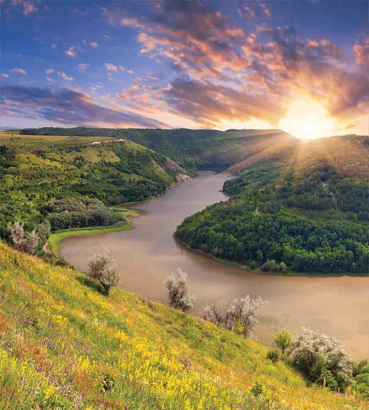Rising Sun Calm River — Pattern