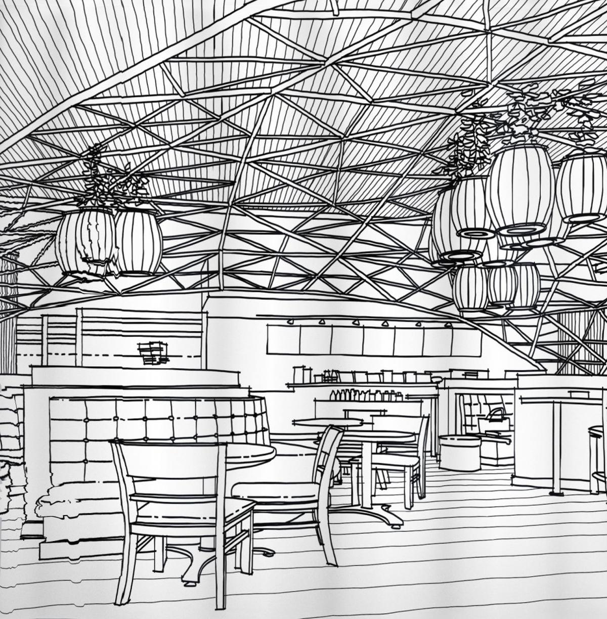 Restaurant Bar Art Sketch — Pattern