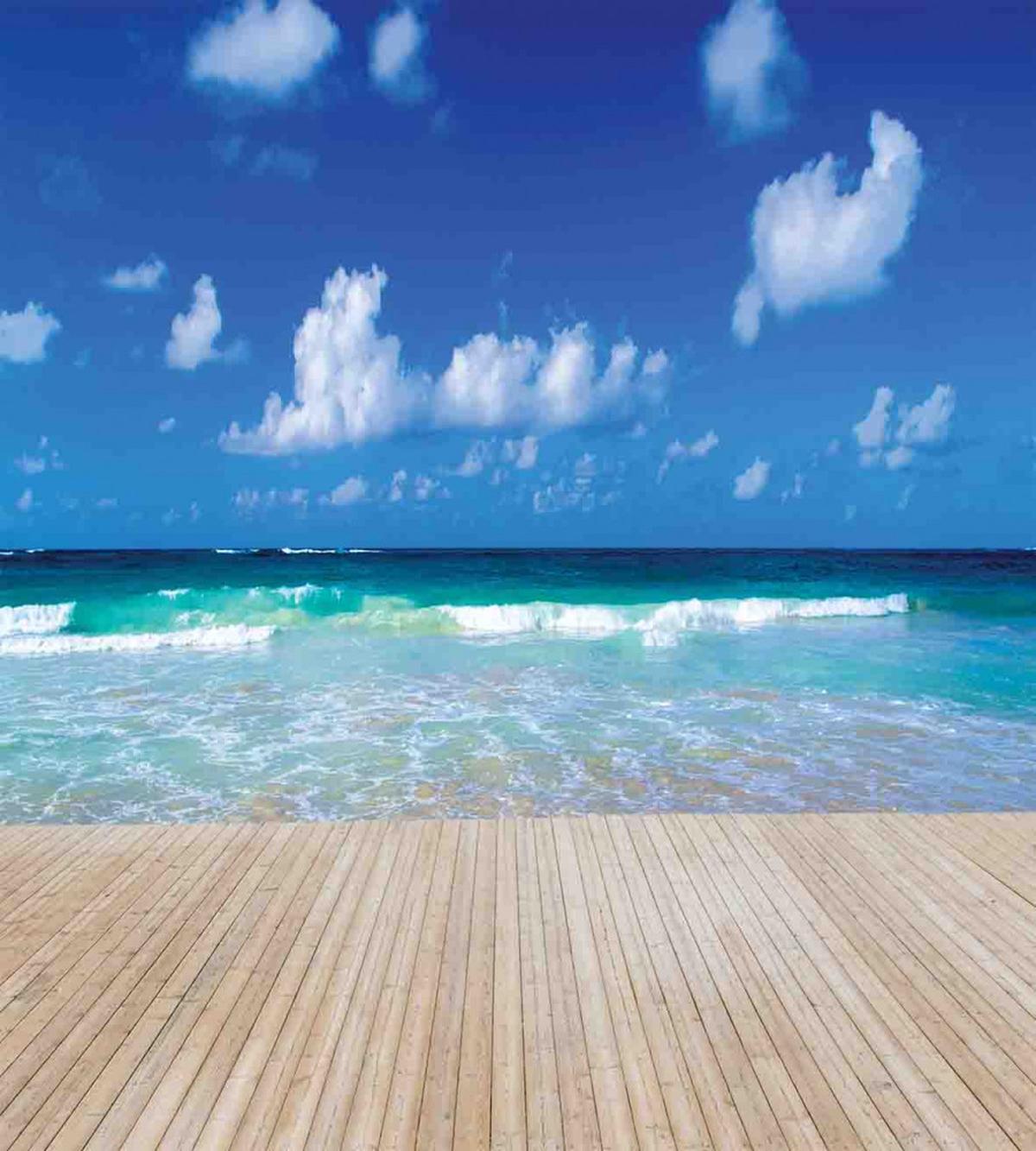 Waves on Wooden Pier Shore — Pattern