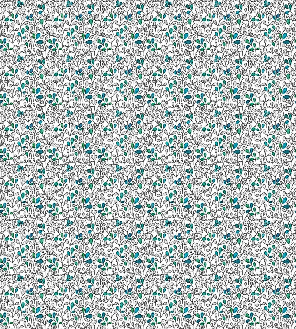 Graphic Doodle Leaves Blue — Pattern