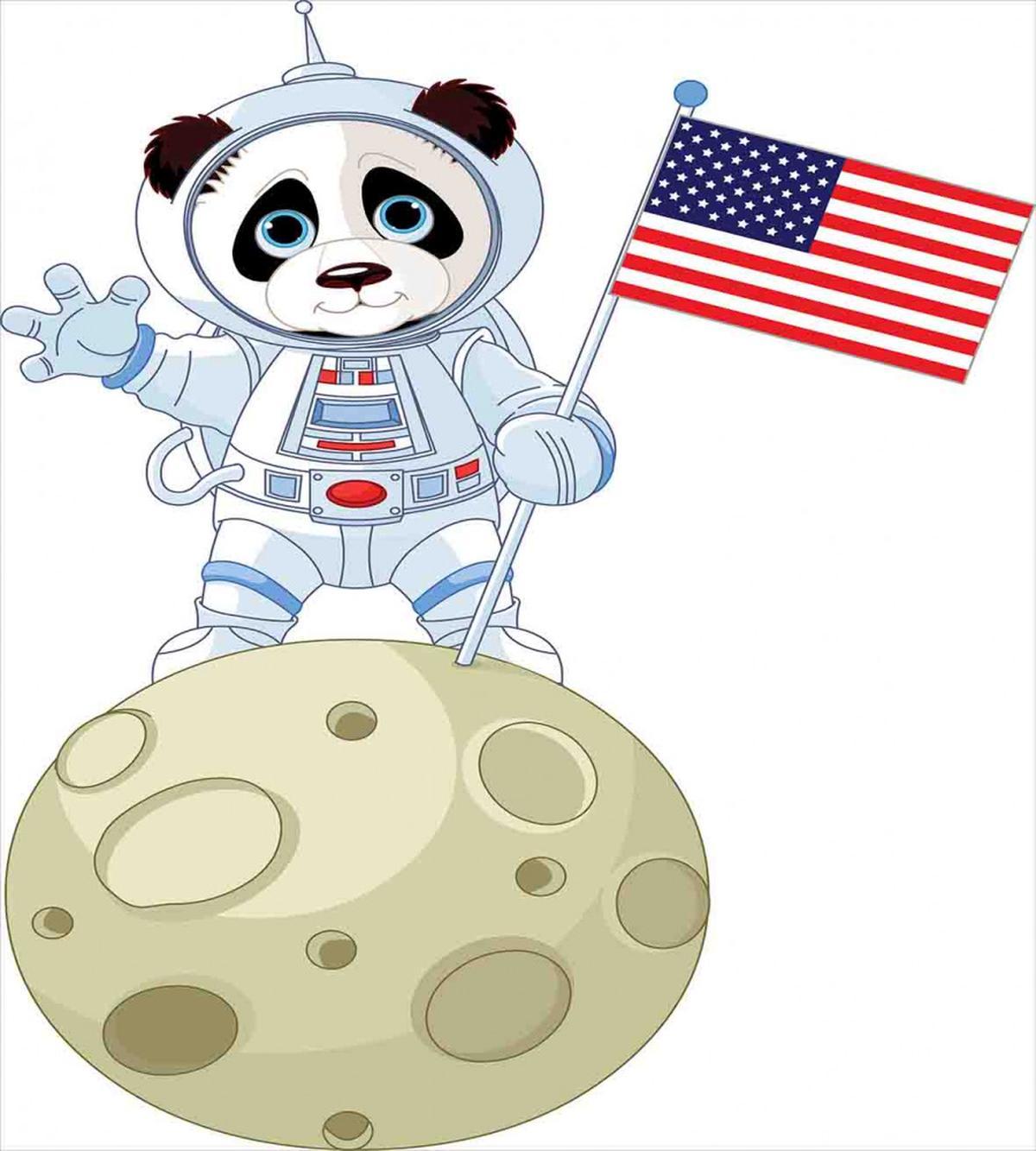 Astronaut on Moon Cartoon — Pattern