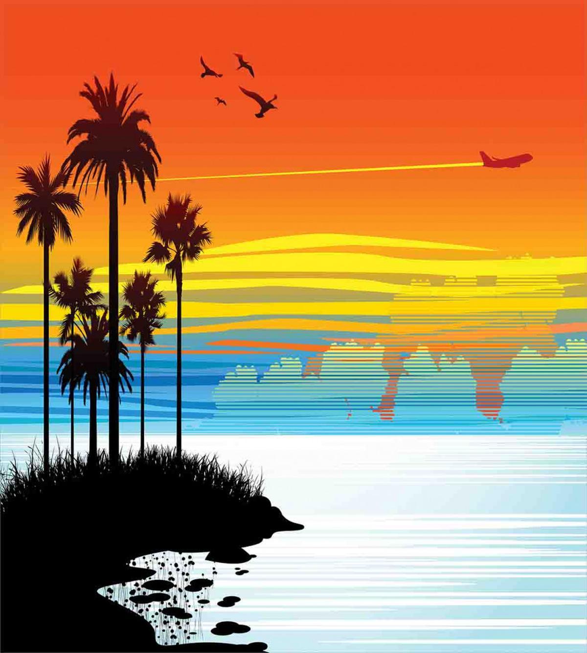 Sunset Sky with Seagulls — Pattern