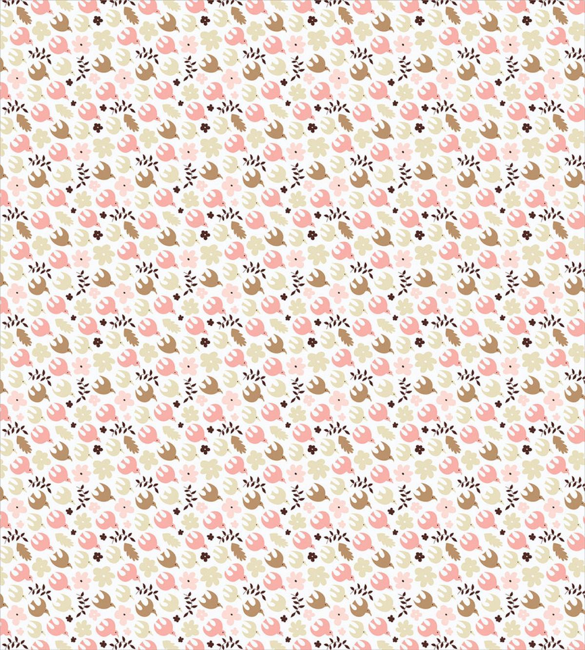 Pastel Birds Flowers Leaves — Pattern