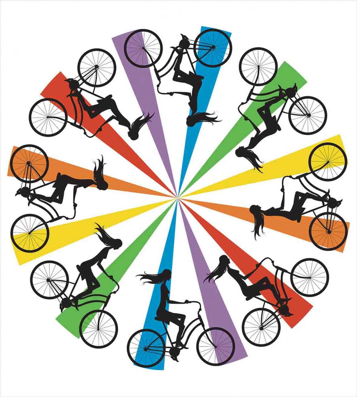 Lady on Bike Rainbow — Pattern