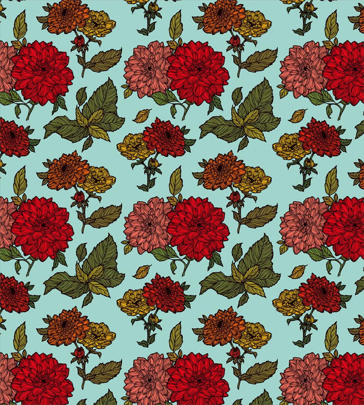 Detailed Large Flowers Scene — Pattern