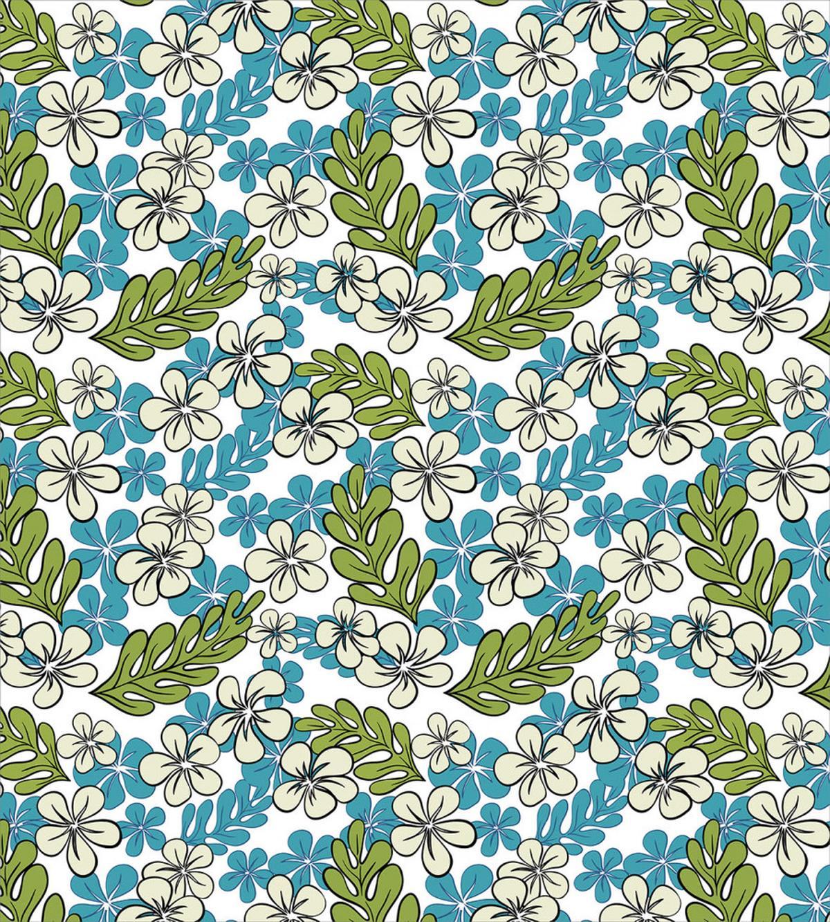 Plumeria Flowers and Leaves — Pattern