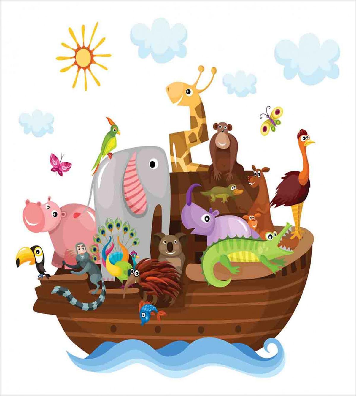 Animals in Ship Cartoon — Pattern