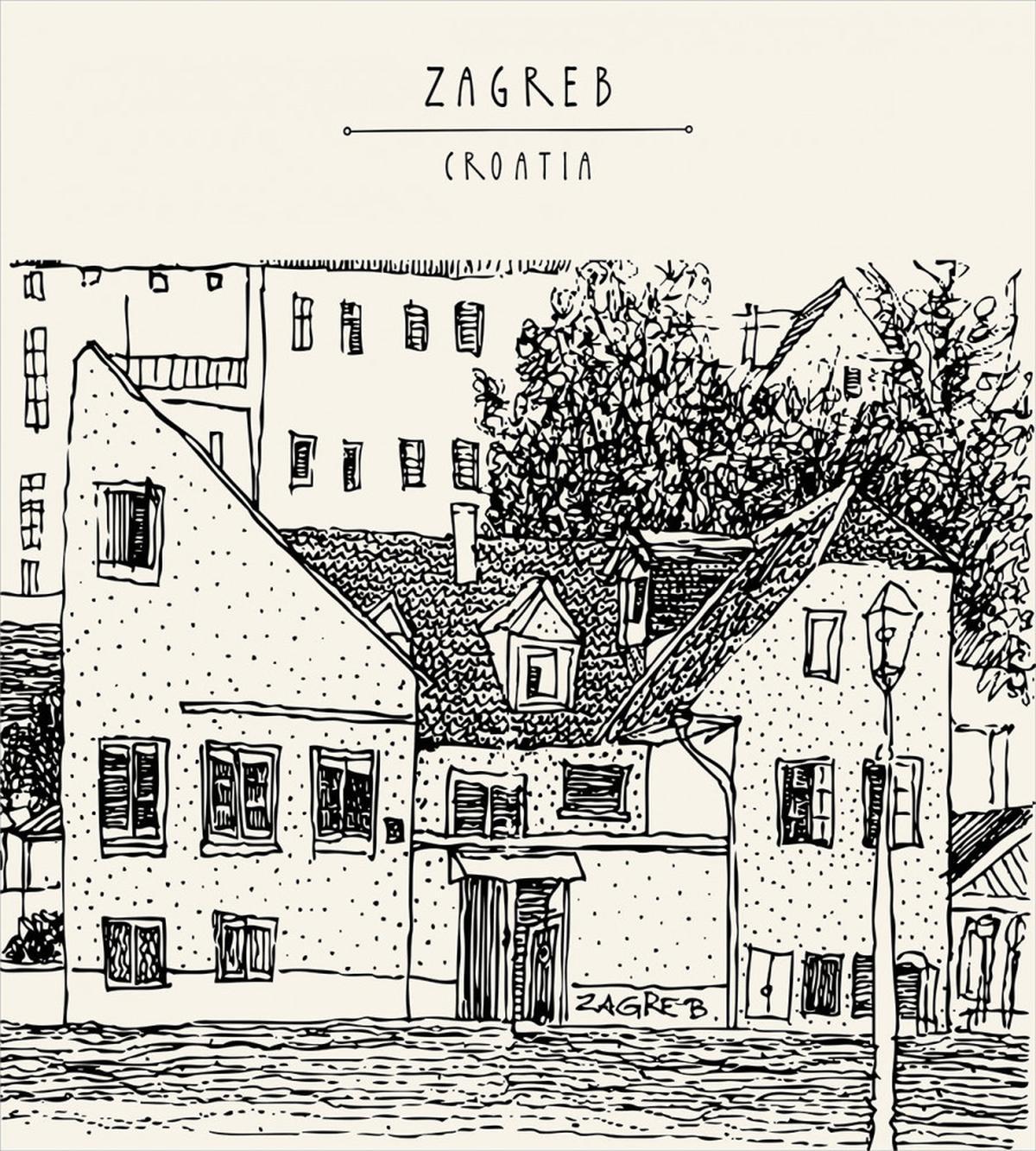 European City Zagreb Sketch — Pattern