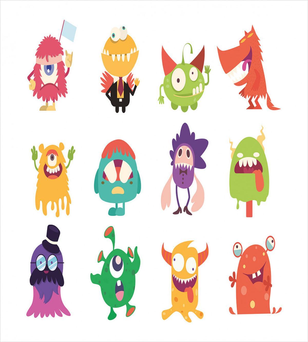 Funny Monsters Cartoon Art — Pattern