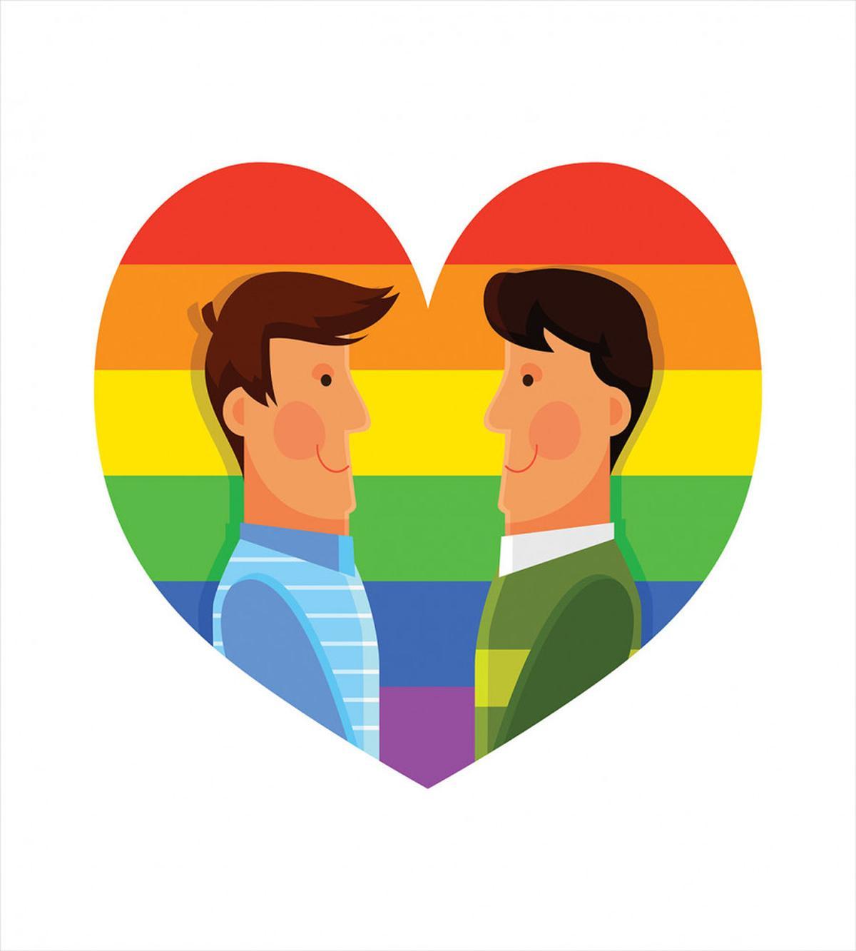 Smiling Men Gay Rainbow Flag — Pattern