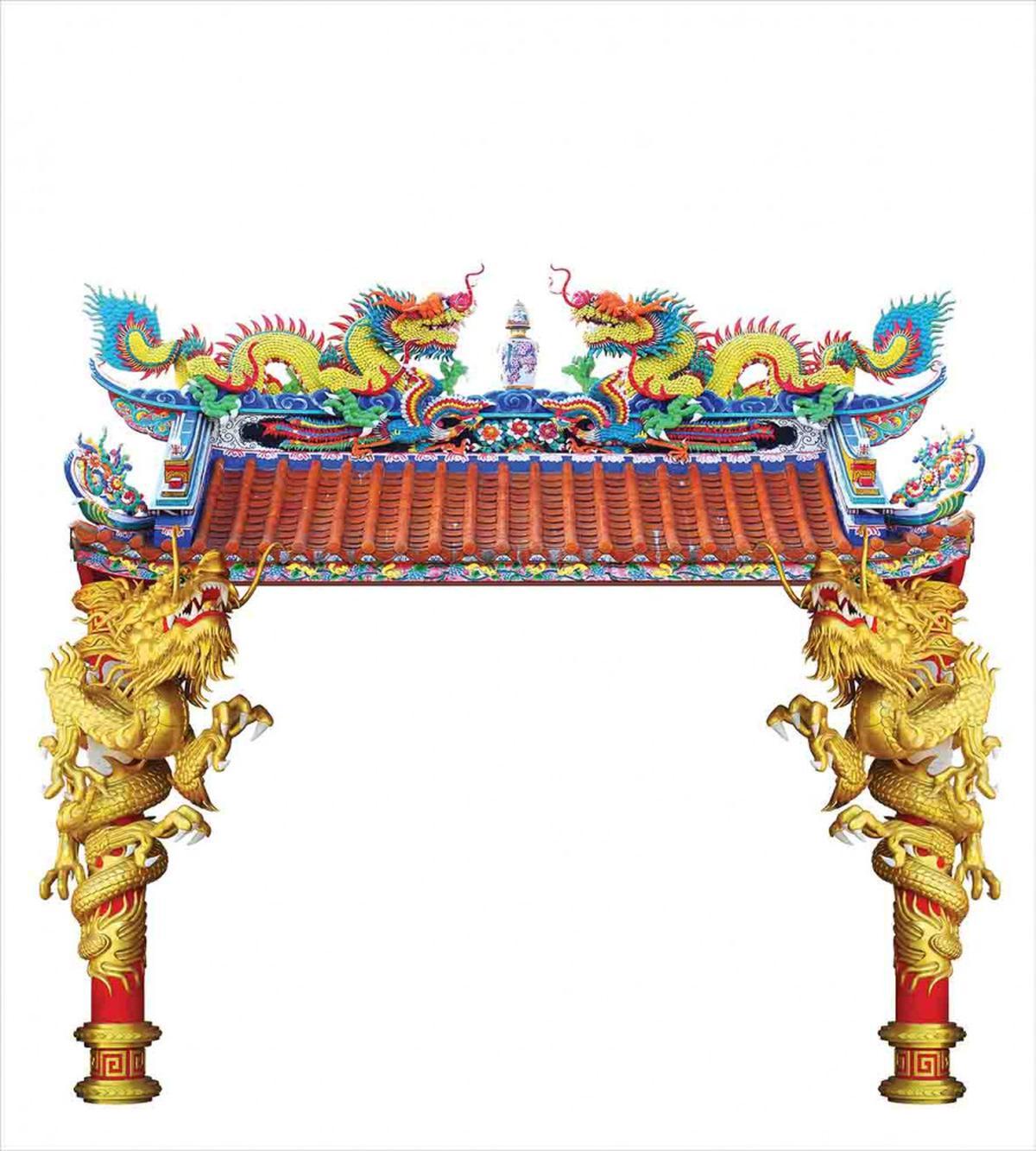 Eastern Building and Dragon — Pattern