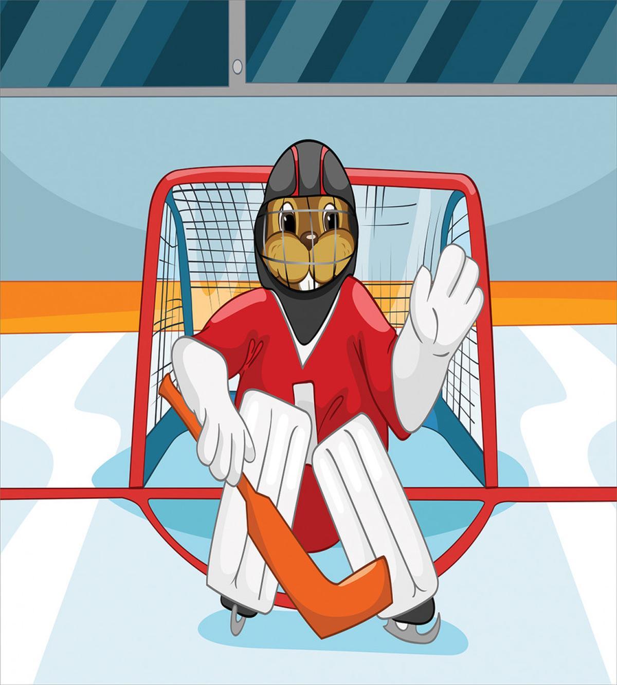 Cartoon Beaver Goalie — Pattern