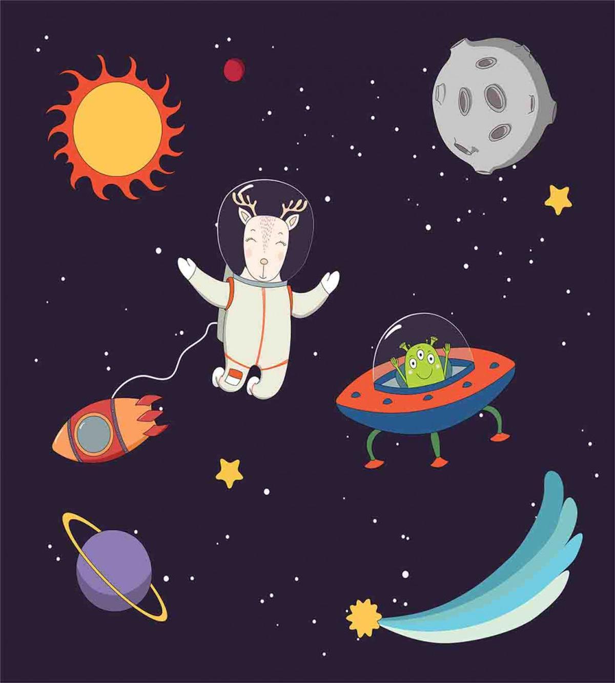 Astronaut Deer in Space — Pattern
