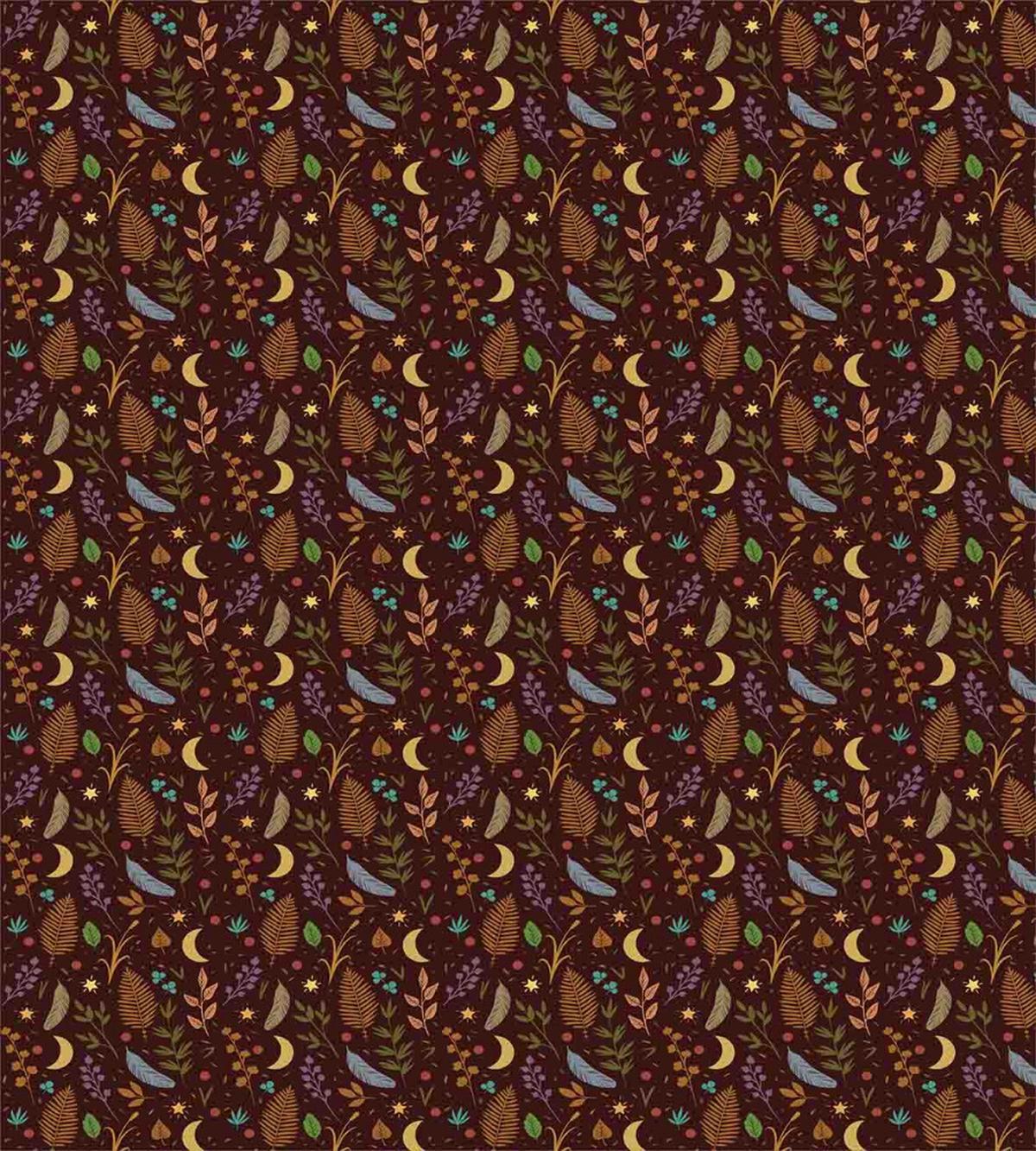 Star Moon and Foliage Motifs — Pattern