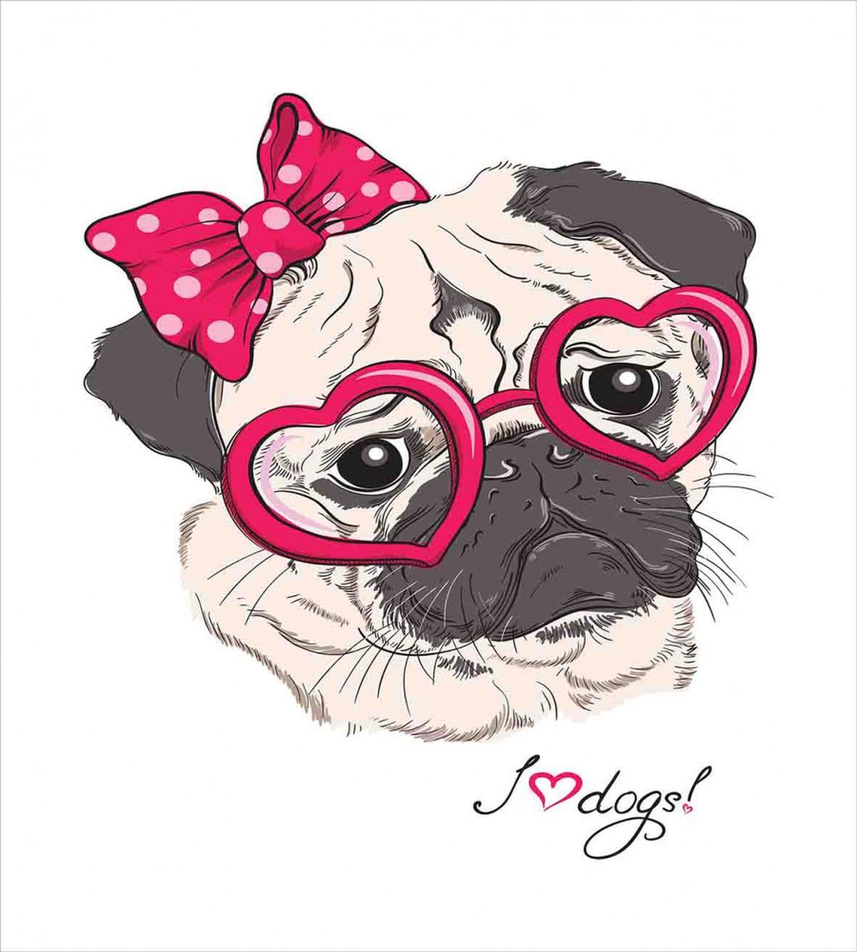Cartoon Fashion Hipster Dog — Pattern
