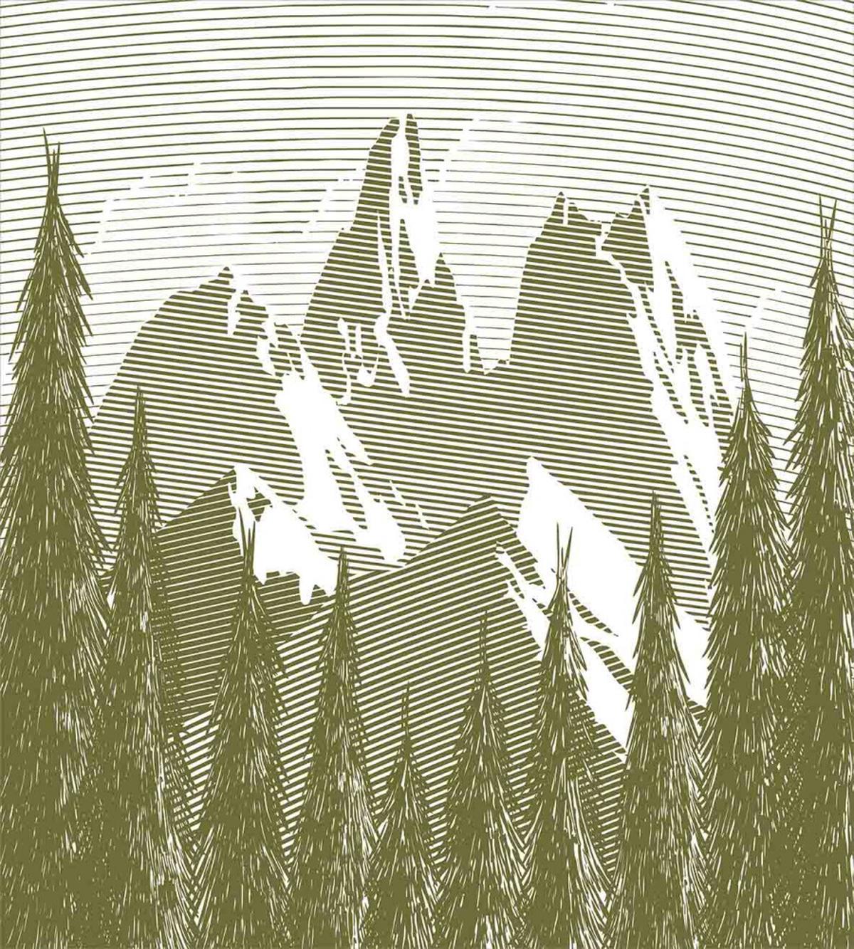 Woodcut Style Mountain Land — Pattern