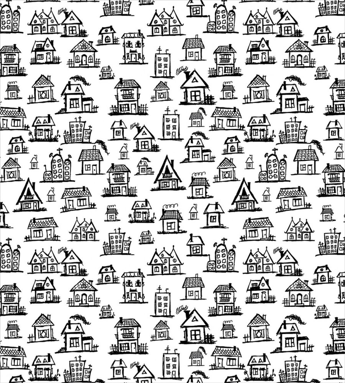 Village Houses Doodle Town — Pattern