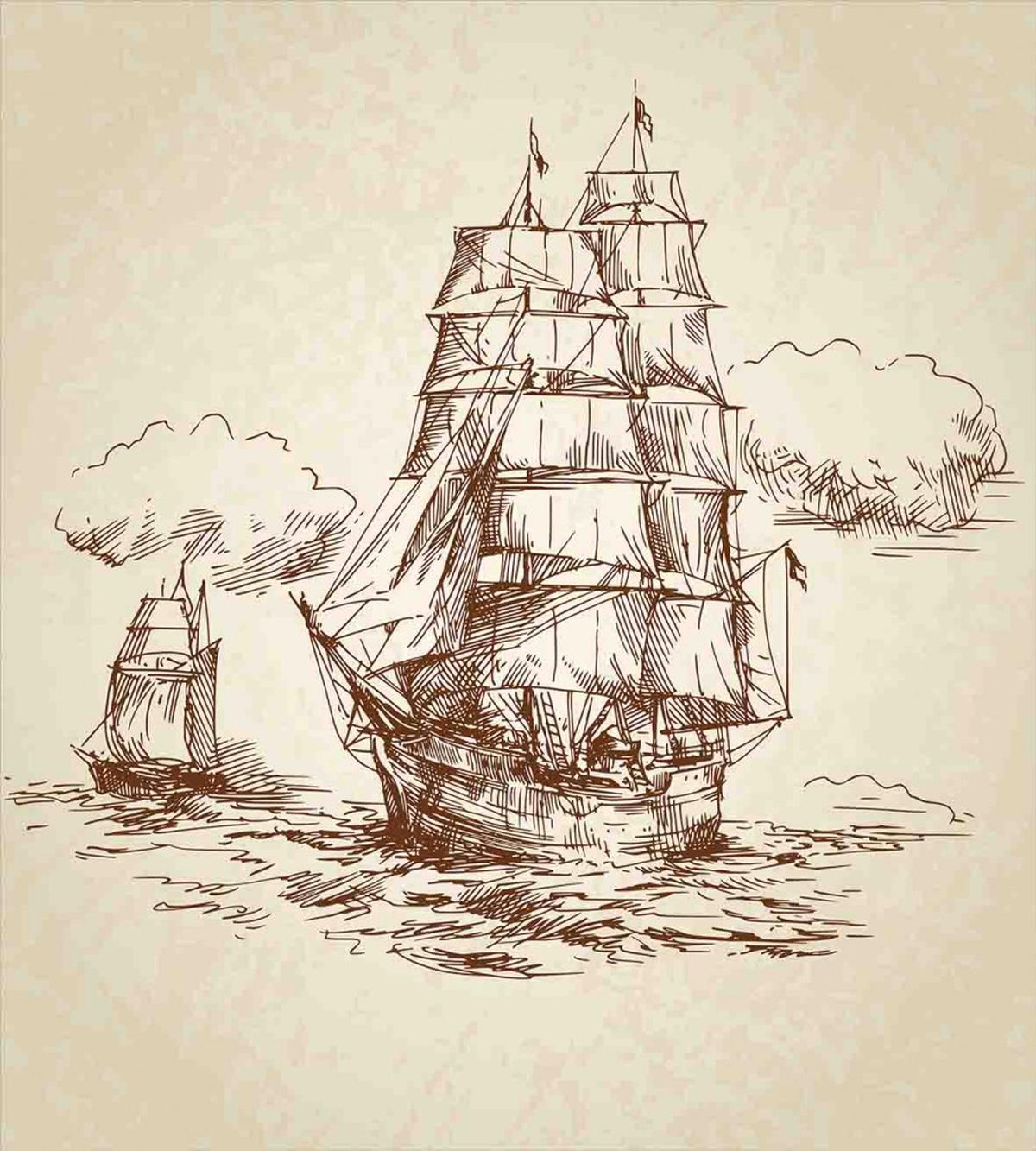 Old Ship Sketch — Pattern