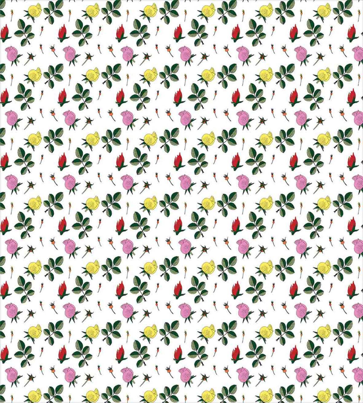 Colorful Rose Buds Leaves — Pattern