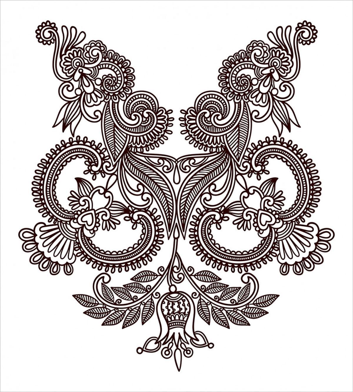 Symmetrical Doodle Style Motif — Pattern