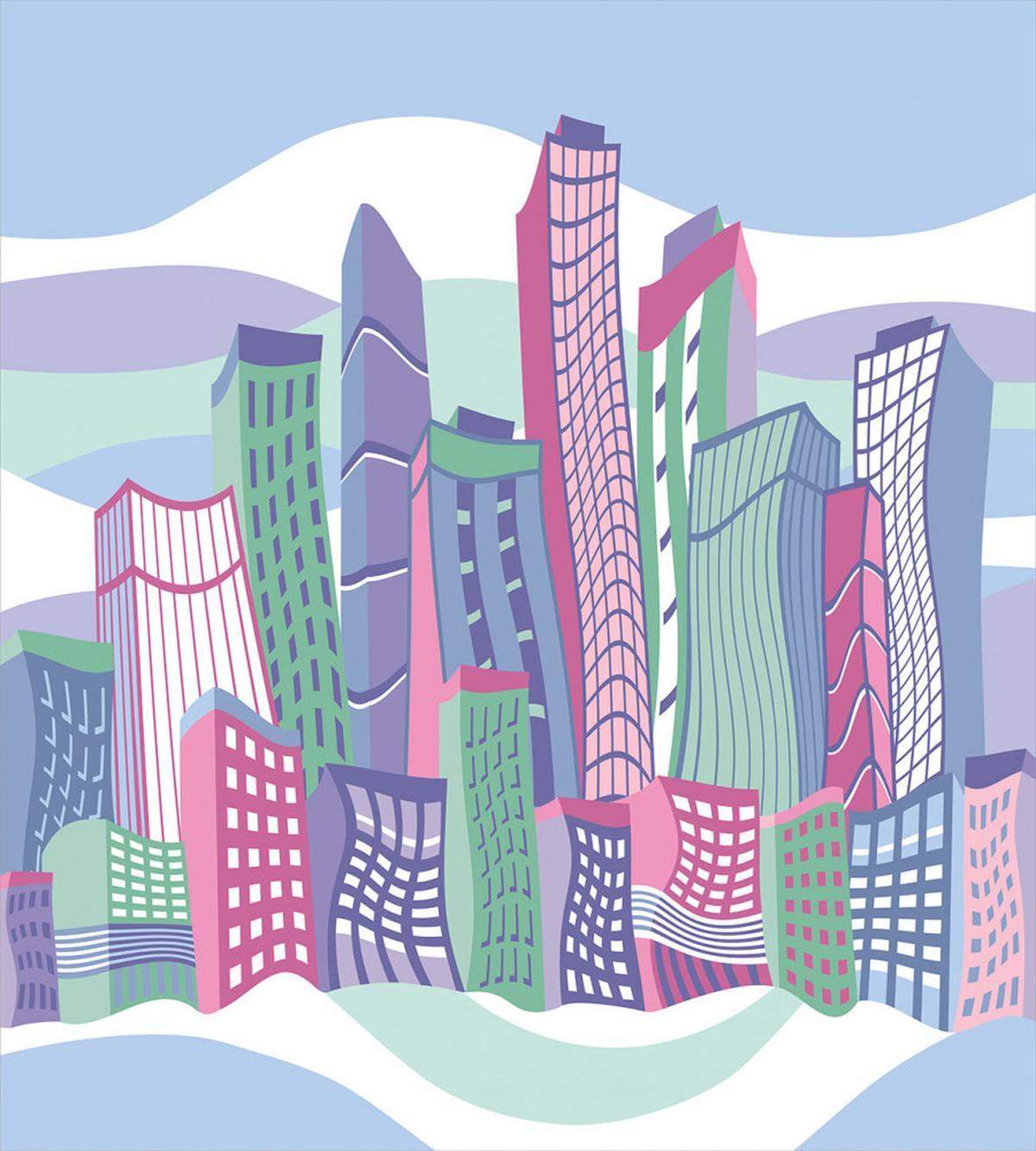 Funny Buildings in City — Pattern
