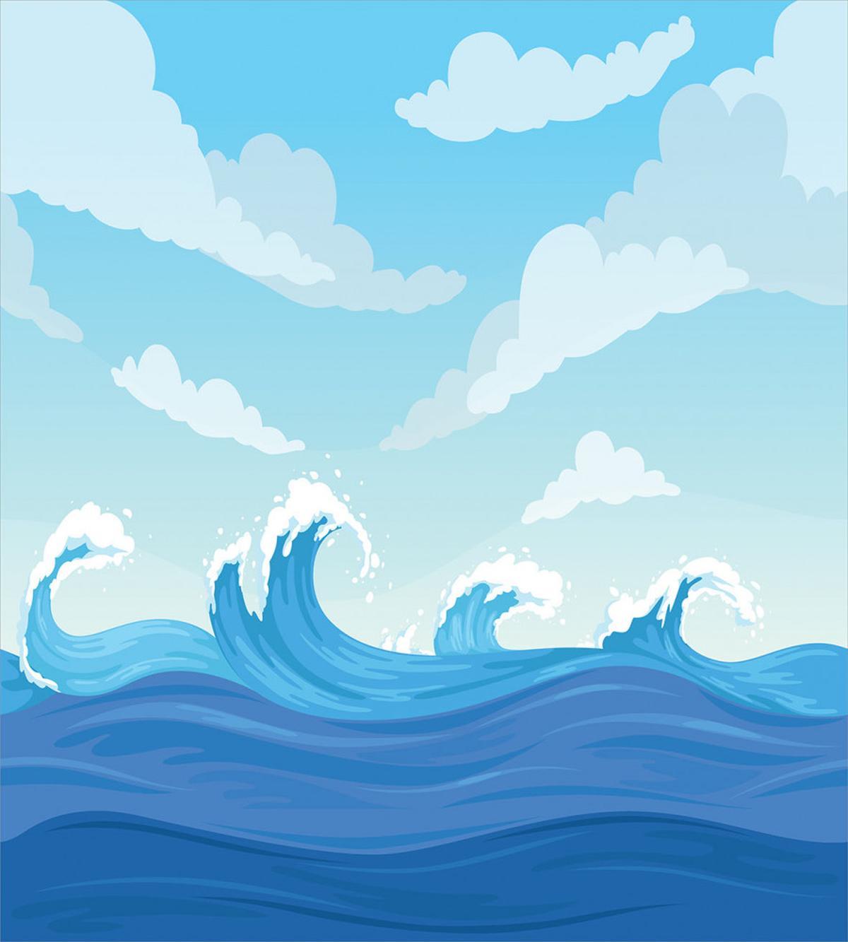 Blue Tones Ocean Illustration — Pattern