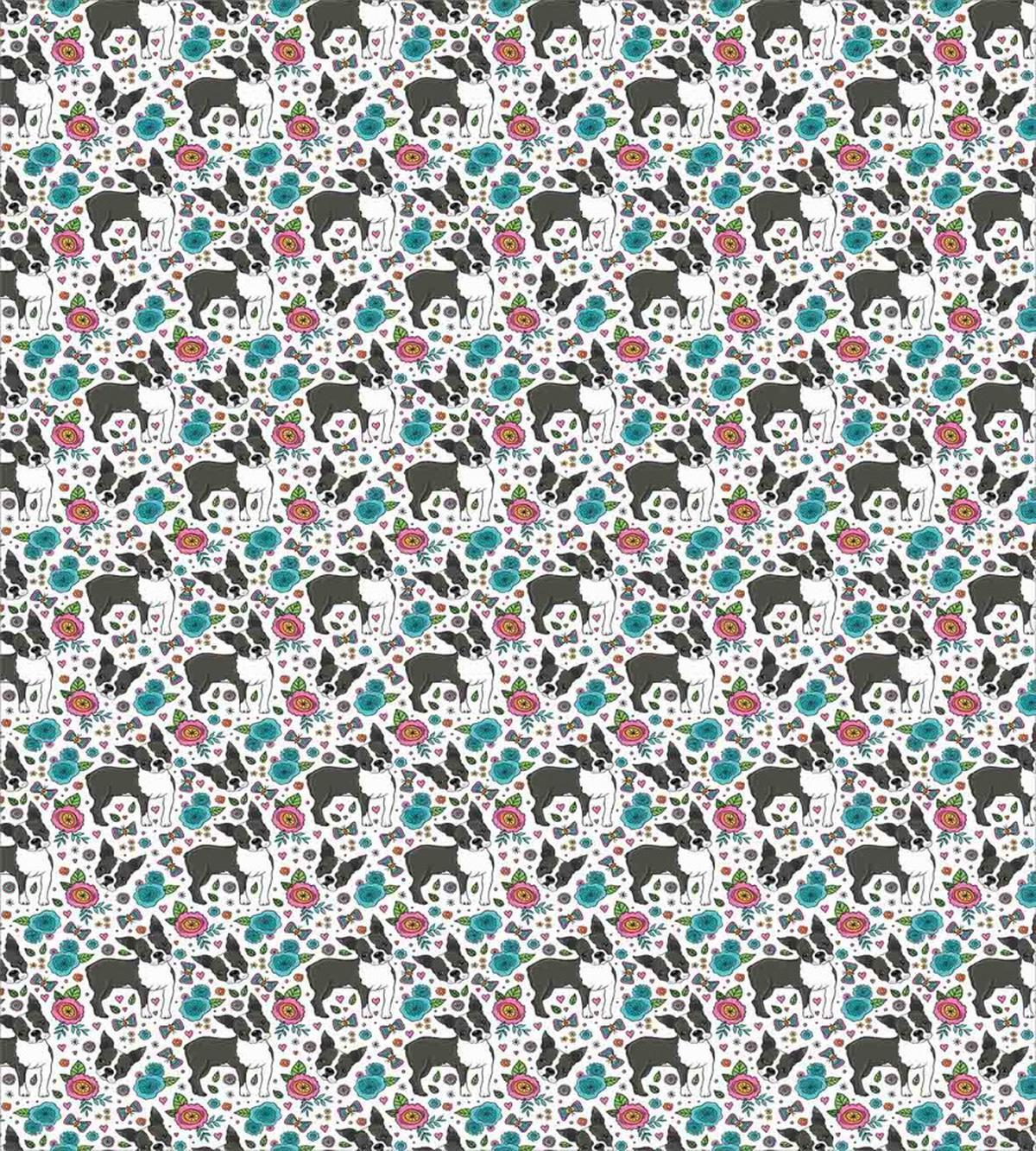 Boston Terriers and Flowers — Pattern