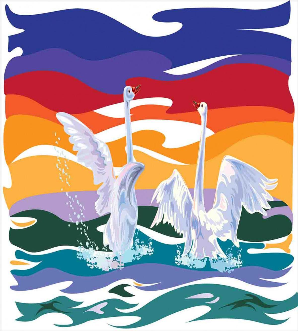 Happy Swan Couple Love — Pattern