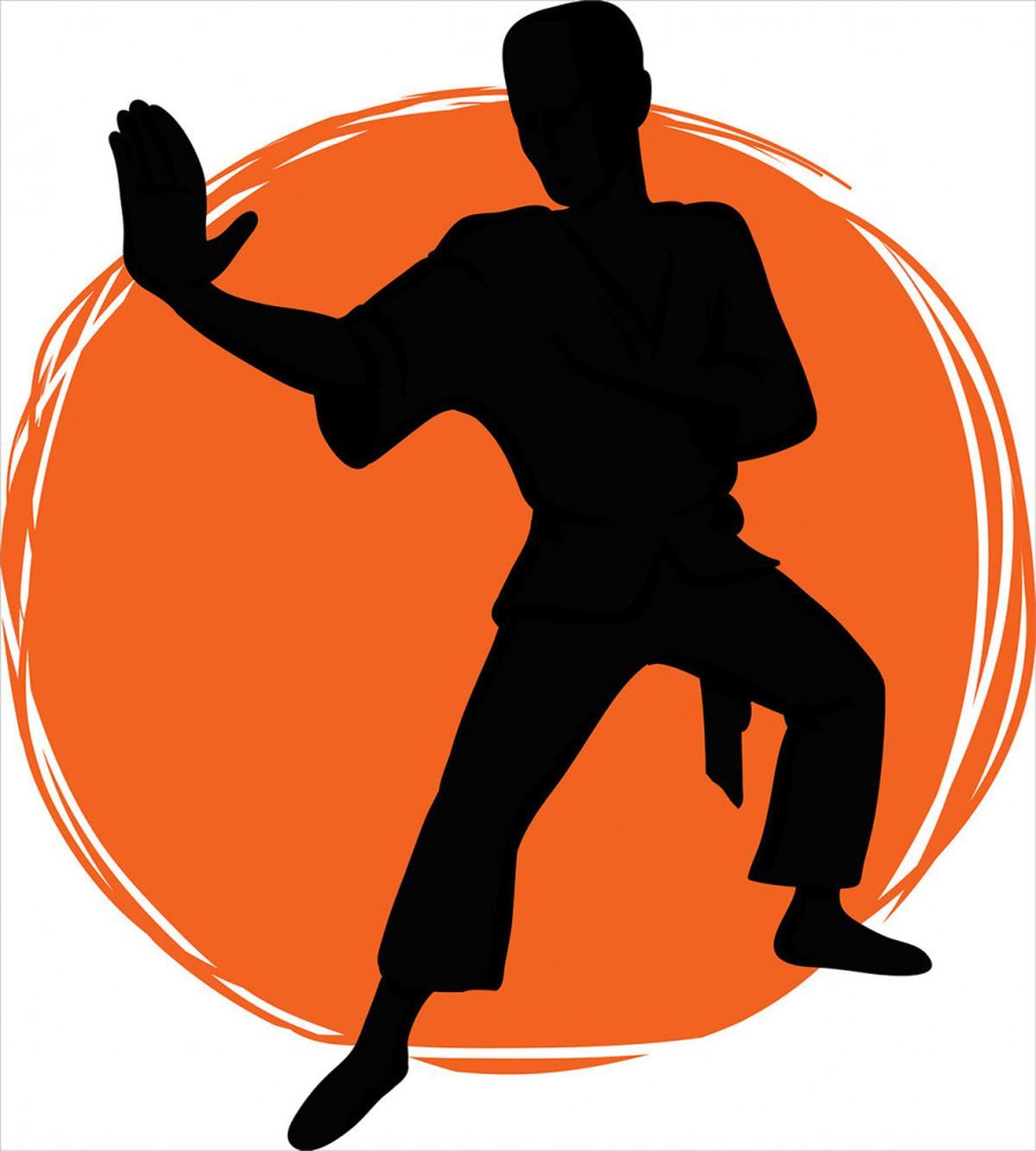Karate Pose Man in Uniforms — Pattern