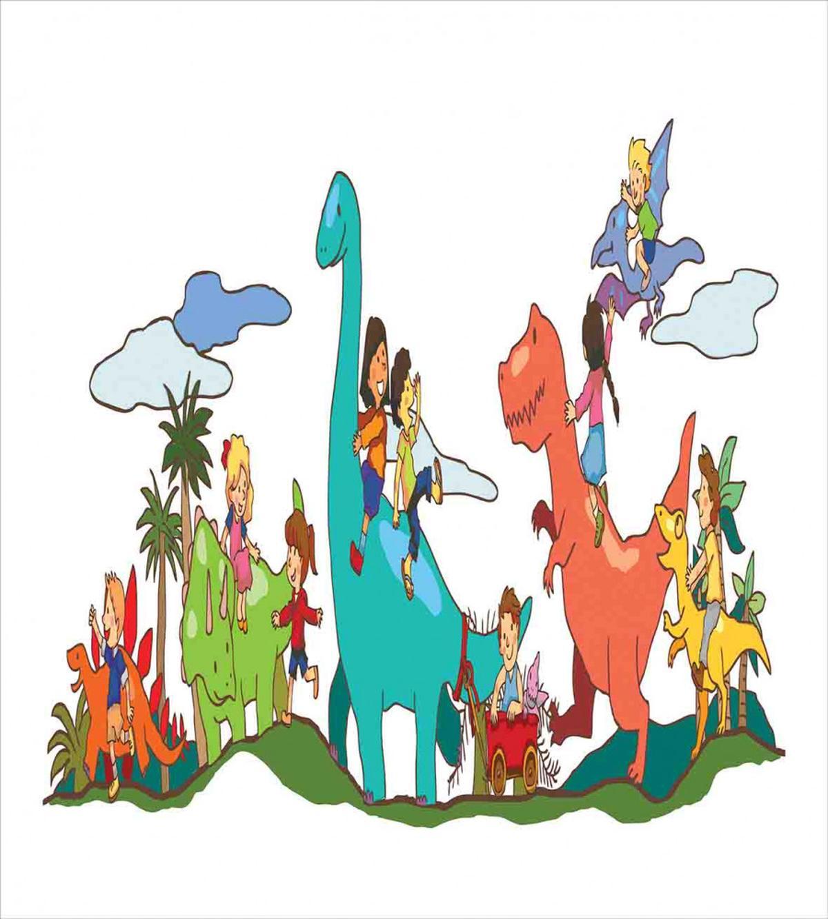 Kids Playing Dinosaurs — Pattern