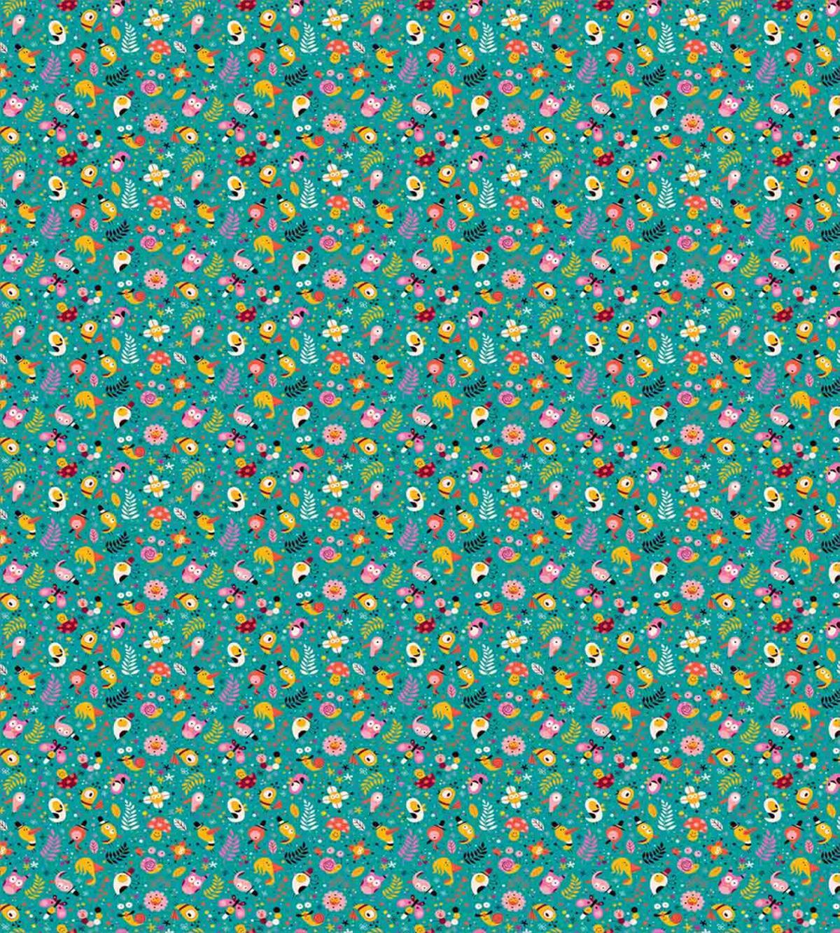 Funny Forest Birds Flowers — Pattern