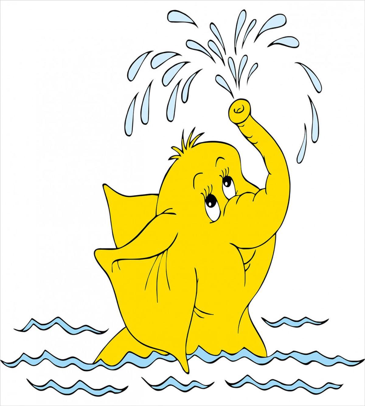 Cartoon Elephant Water — Pattern