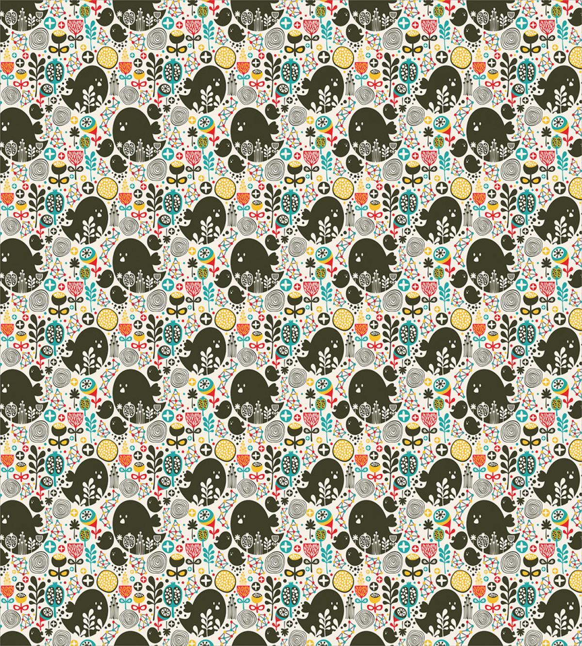 Birds Flowers Shapes — Pattern