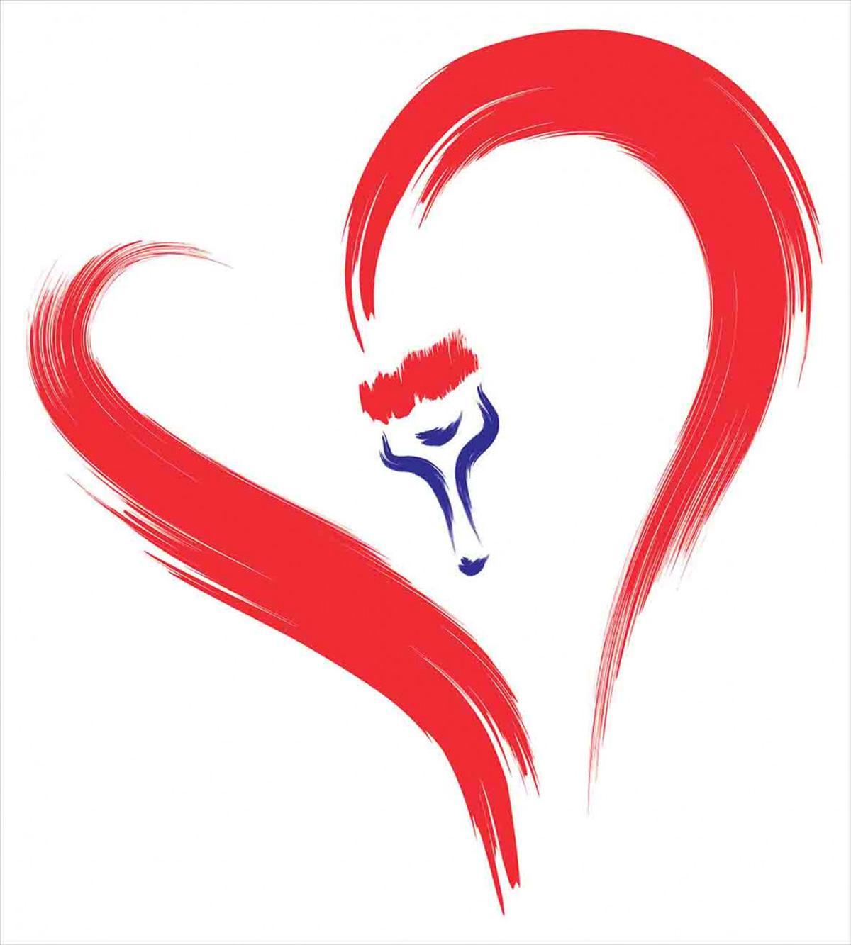 Brush Drawing Heart Sign — Pattern
