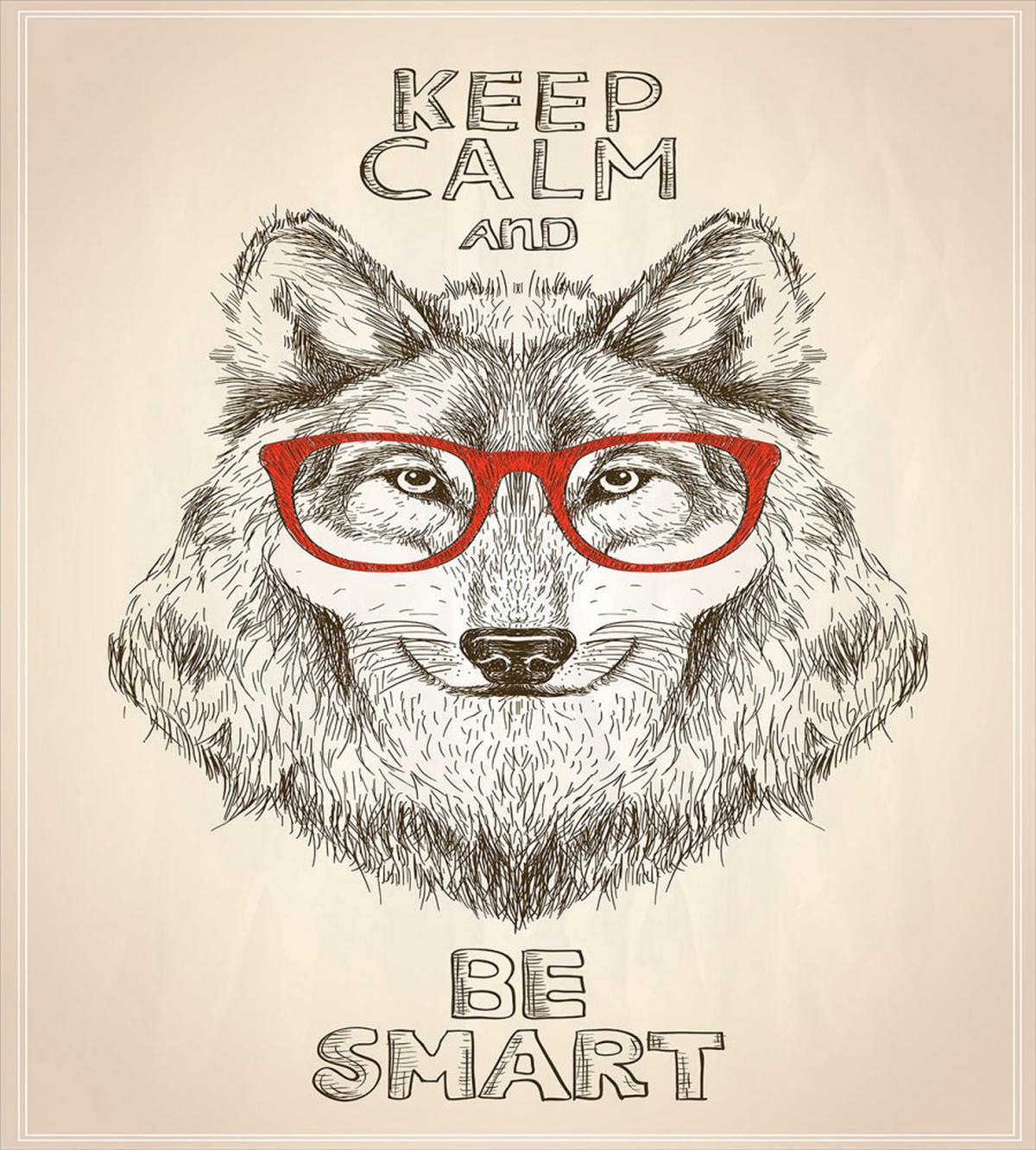 Hipster Wolf Be Smart — Pattern