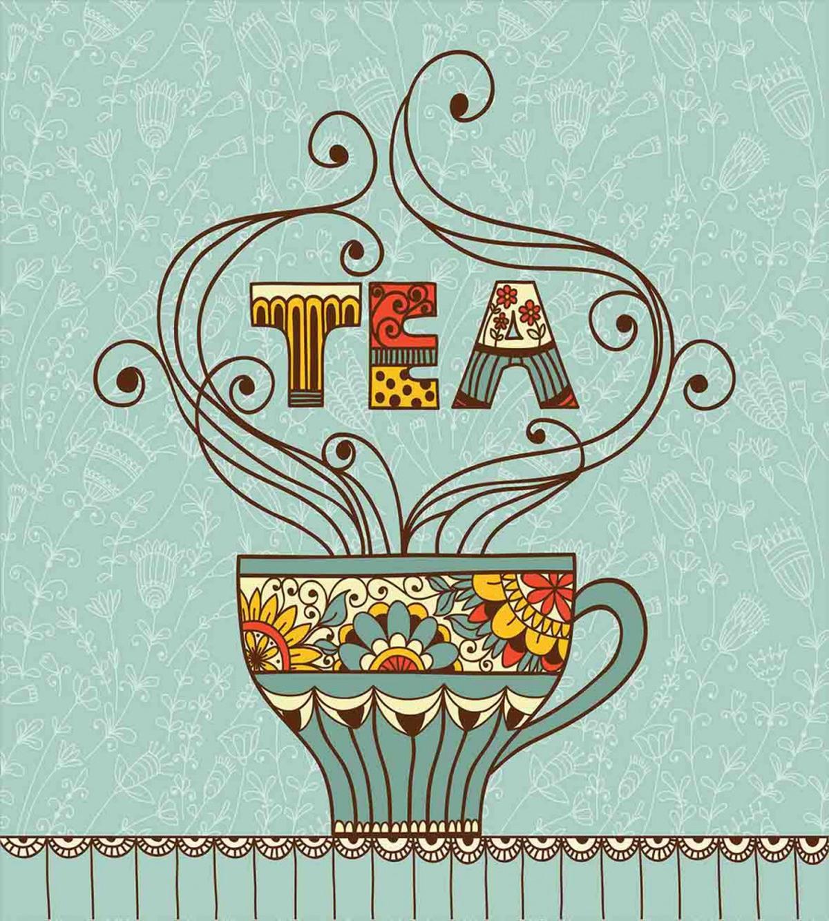 Cup Floral Ornamental Lines — Pattern
