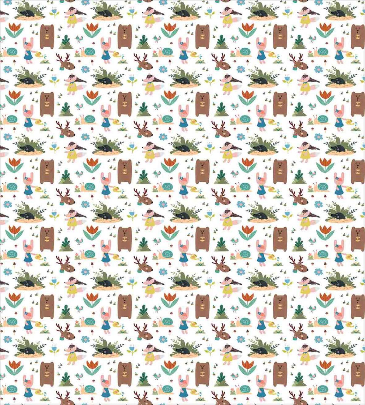 Cheerful Woodland Cartoon — Pattern