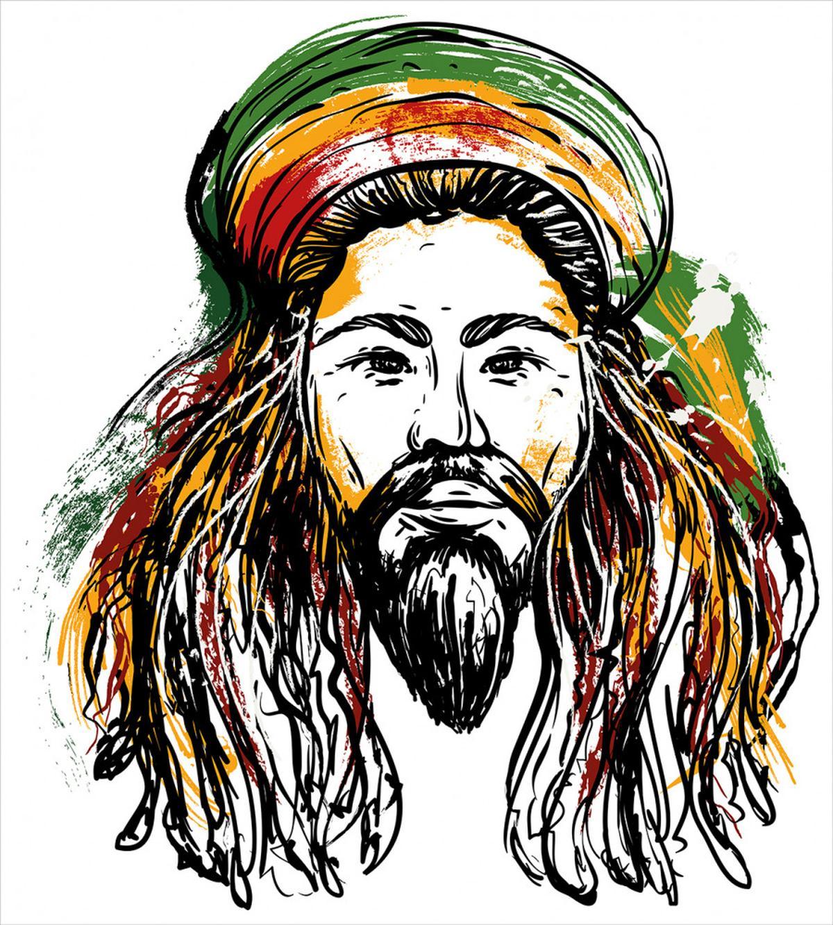 Rasta Man Sketch Portrait — Pattern