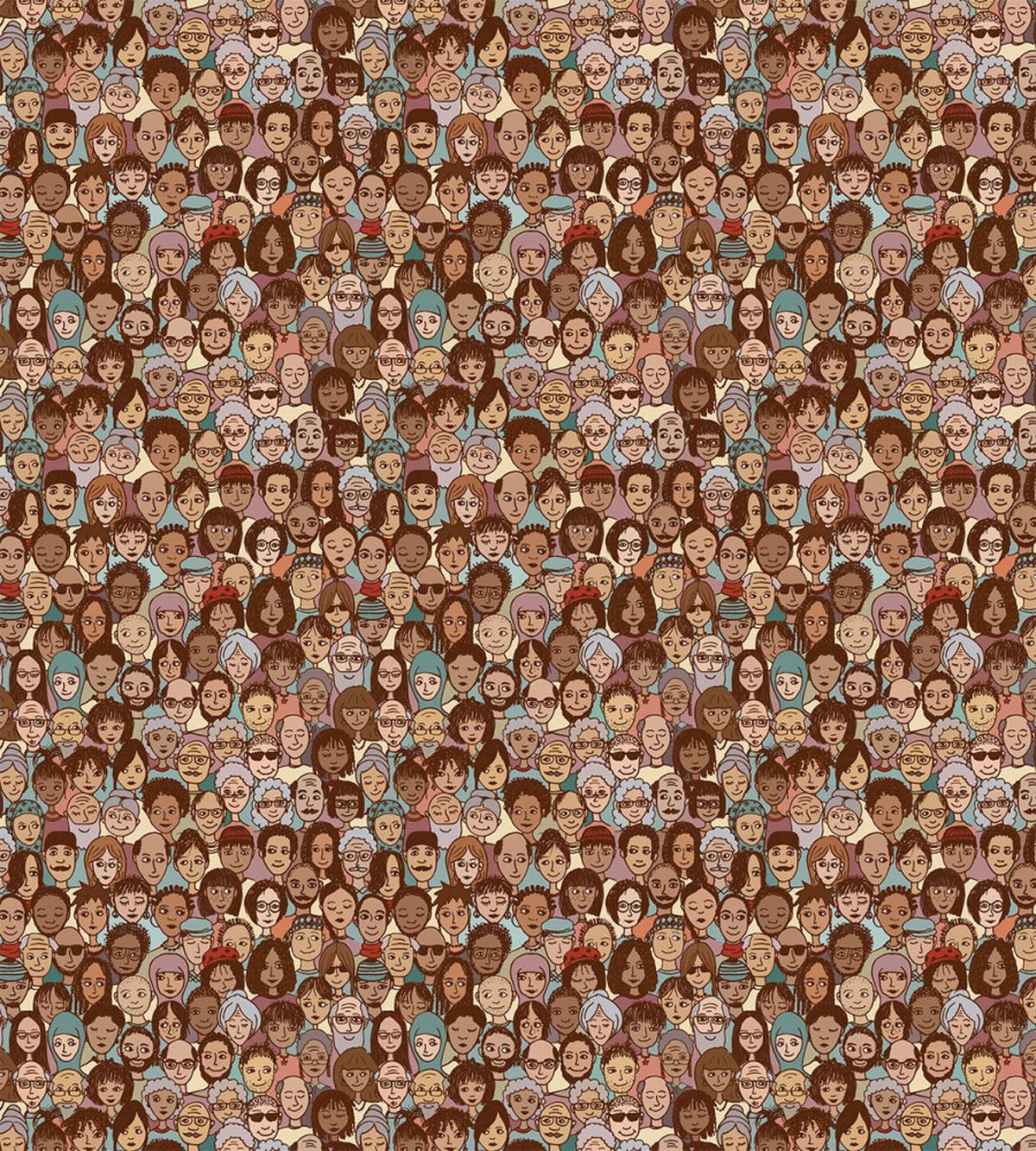 People Faces Various Ethnic — Pattern